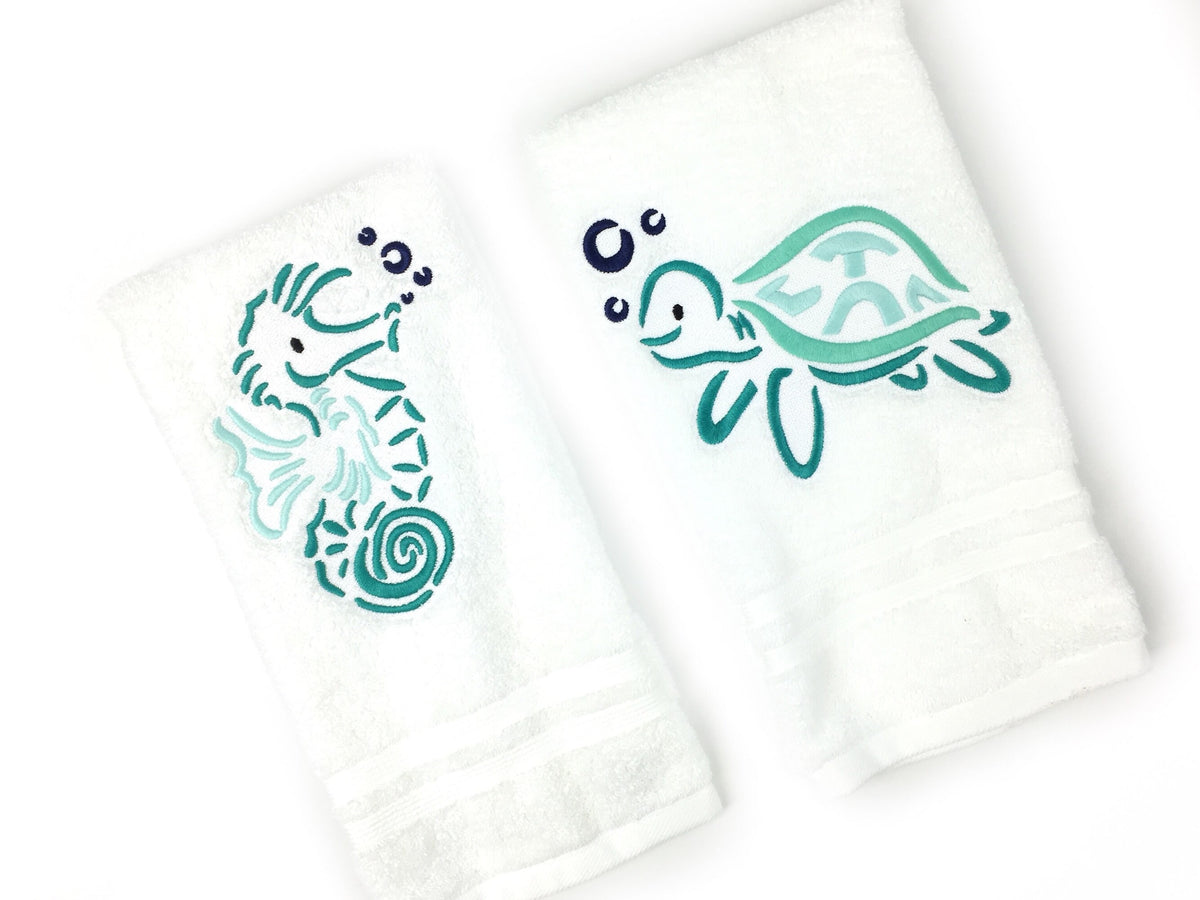Sea Turtle Bathroom Hand Towel - Decorative Guest Towel