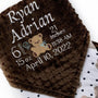 Birth Stats Baby Blanket, Brown Teddy Bear Minky, Personalized Gift for Baby