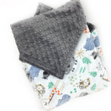 Personalized Blanket, Minky Baby Blanket, Blue Gray Zoo Animals, Embroidered Name, Keepsake Gift, Birth Stats Blanket, Welcome Gift for Baby
