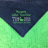 Personalized Baby Blanket, Navy and Green Minky, Baby Birth Stats Blanket, Keepsake Baby Gift, Dinosaur Blanket, Birth Stats Gift for Baby