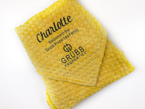Minky Logo Blanket, Personalized Corporate Baby Gift - GRUBB Logo
