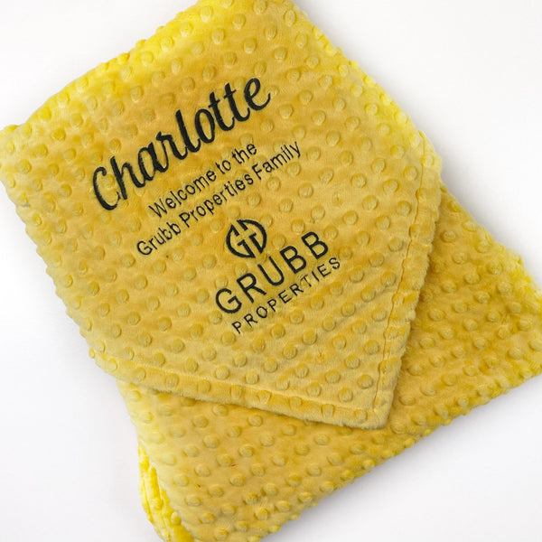 Minky Logo Blanket, Personalized Corporate Baby Gift - GRUBB Logo