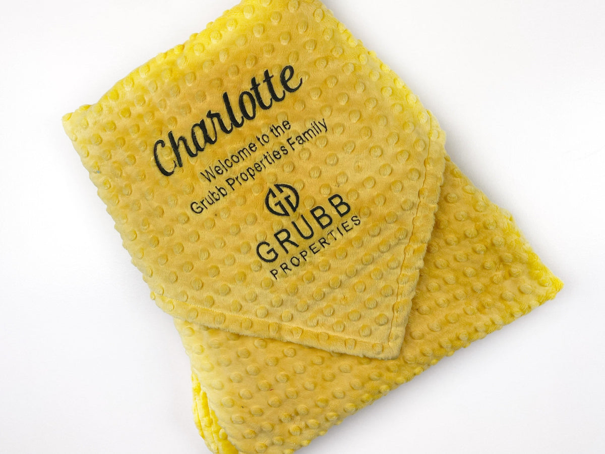 Minky Logo Blanket, Personalized Corporate Baby Gift - GRUBB Logo