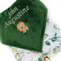 Personalize Baby Blanket, Evergreen Minky, Baby Safari Animals, Name and Lion, Welcome Gift for Baby, 1st Birthday Gift, Gender Neutral Gift
