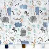 Baby blanket with animal pattern on a white background