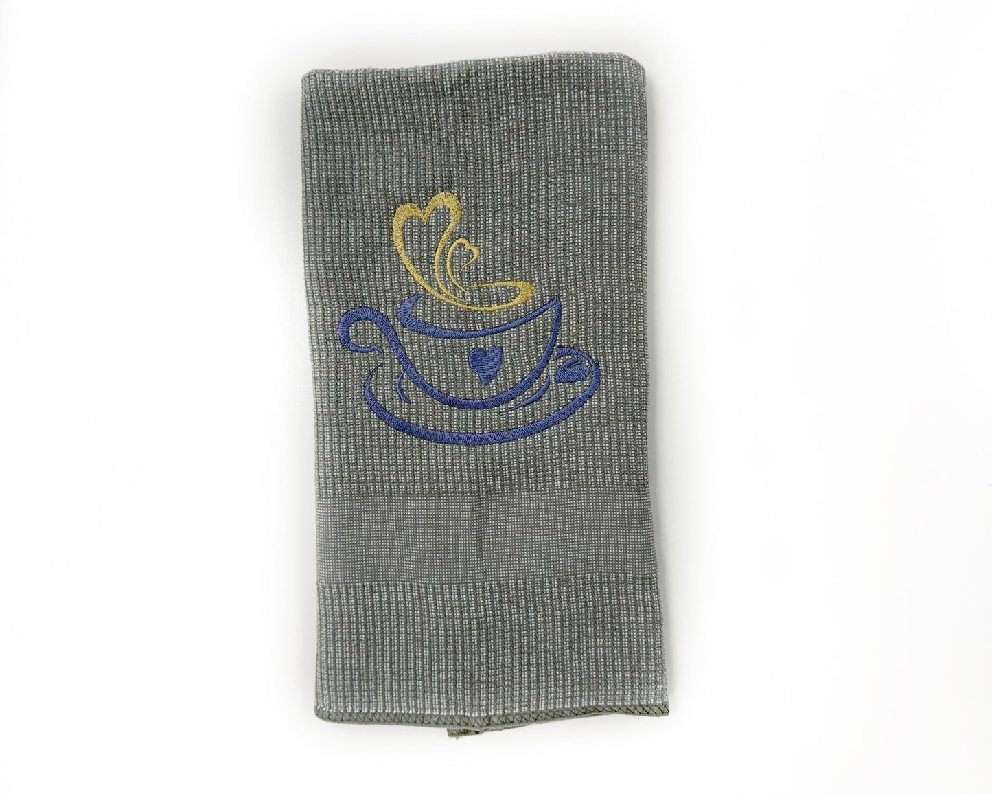 Kitchen Hand Towel, Gray Cotton Kitchen Dish Towel, Coffee Design Towel, Wedding Gift