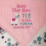 Personalized Minky Blanket, Pink Llama Blanket, Llama Nursery Theme, Birth Stats Blanket, Keepsake Gift for Baby Girl, Welcome Gift for Girl