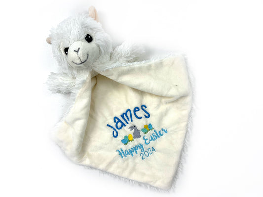 Personalized Llama Lovey, Stuffed Llama with Blanket, Newborn Gift, First Birthday Gift, Easter Gift