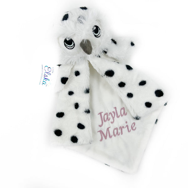 Personalized Owl Lovey, Black and White with Embroidered Name or Message