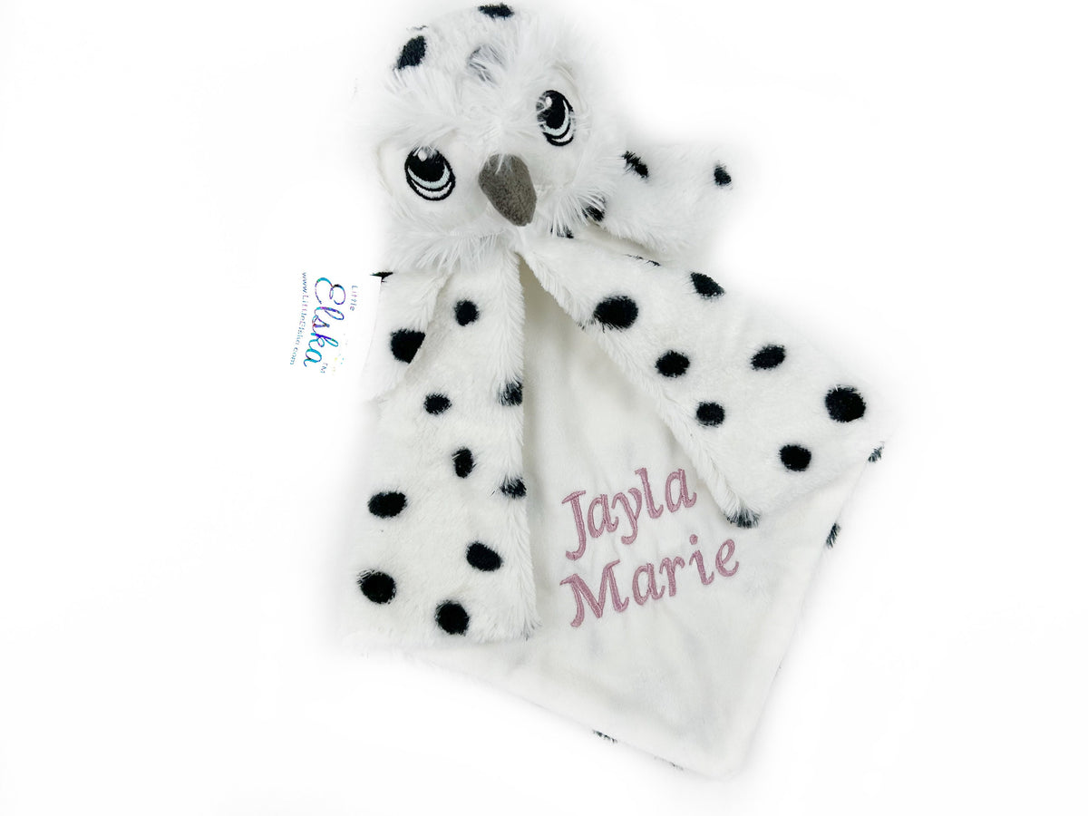 Personalized Owl Lovey, Black and White with Embroidered Name or Message