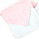 Minky Baby Blanket, Pink Gold and White, Personalize with Name or Birth Stats, Keepsake Baby Gift