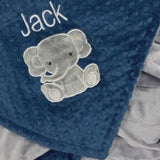 Elephant Minky Blanket, Custom Baby Blanket, Navy and Gray, Plush Minky, Personalized Blanket, Gift for Boy, Baby Shower Gift, Keepsake Gift