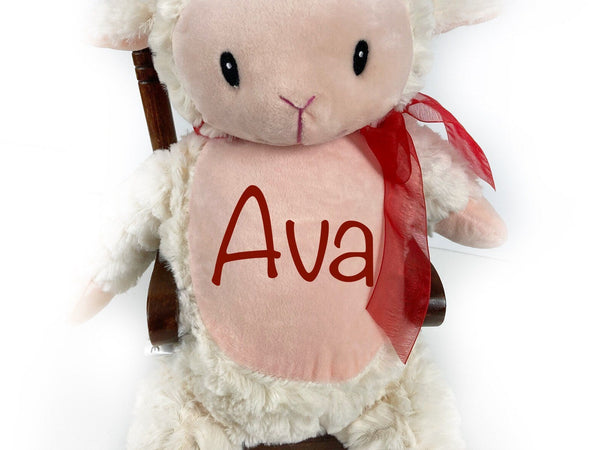 Personalized Fluffy Lamb, Birth Stats, Stuffed Animal, Newborn Gift, 1st Birthday Gift, Christening Gift for Babies