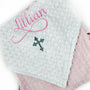 Personalized Cross Baby Blanket – Custom Pink Embroidered Minky Baptism Gift, Religious Gift for Girl