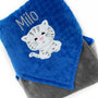 Blue Kitty Blanket, Minky Throw Blanket, Large Blue Throw for Cat Lovers